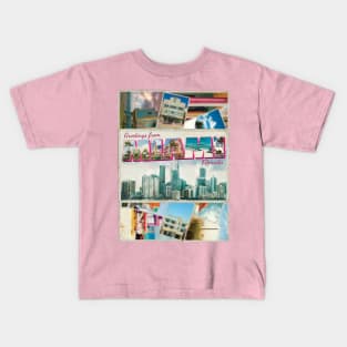 Greetings from Miami in Florida Vintage style retro souvenir Kids T-Shirt